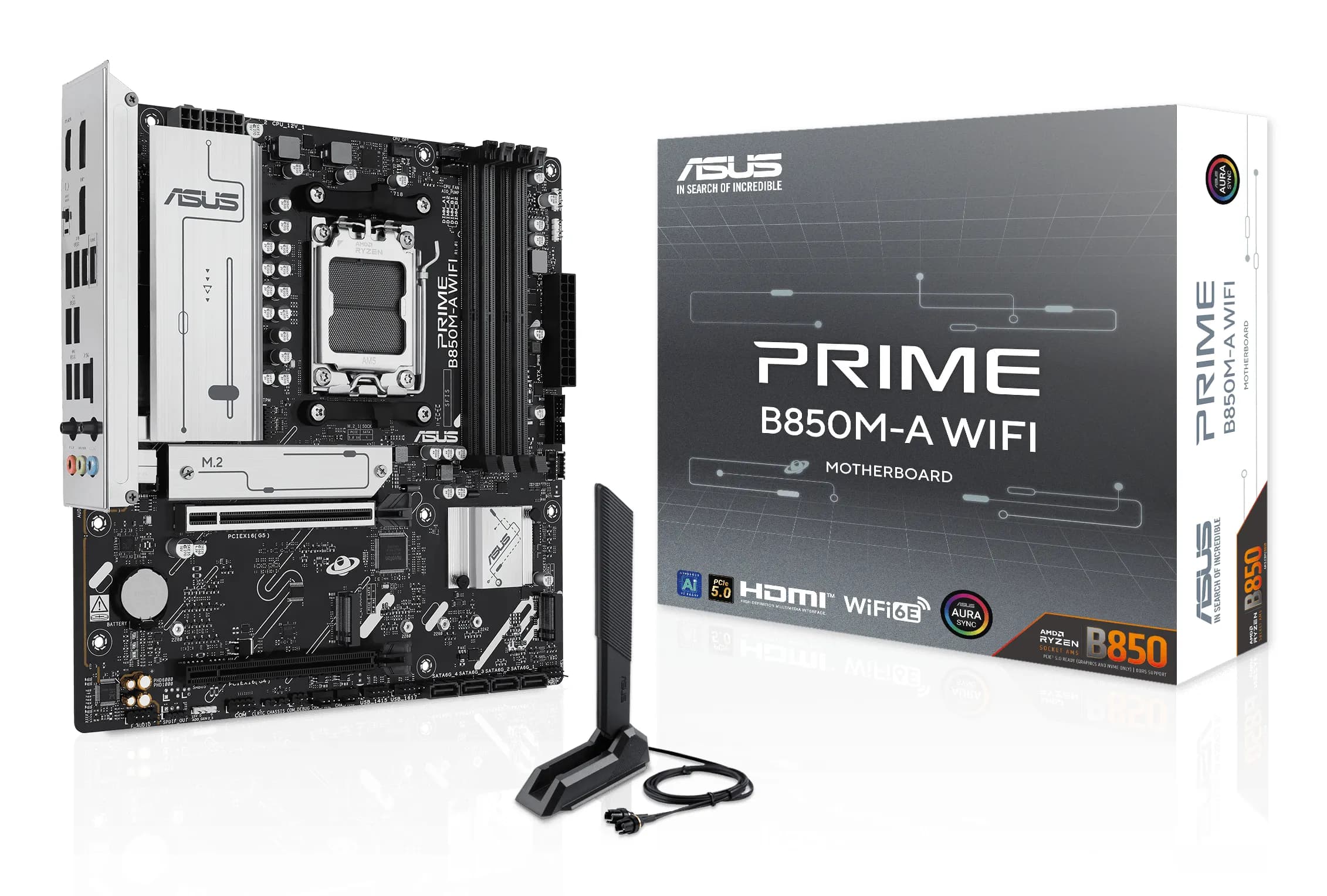 Carte mère ASUS PRIME B850M-A WIFI – AM5, DDR5, Wi-Fi 6E, micro-ATX