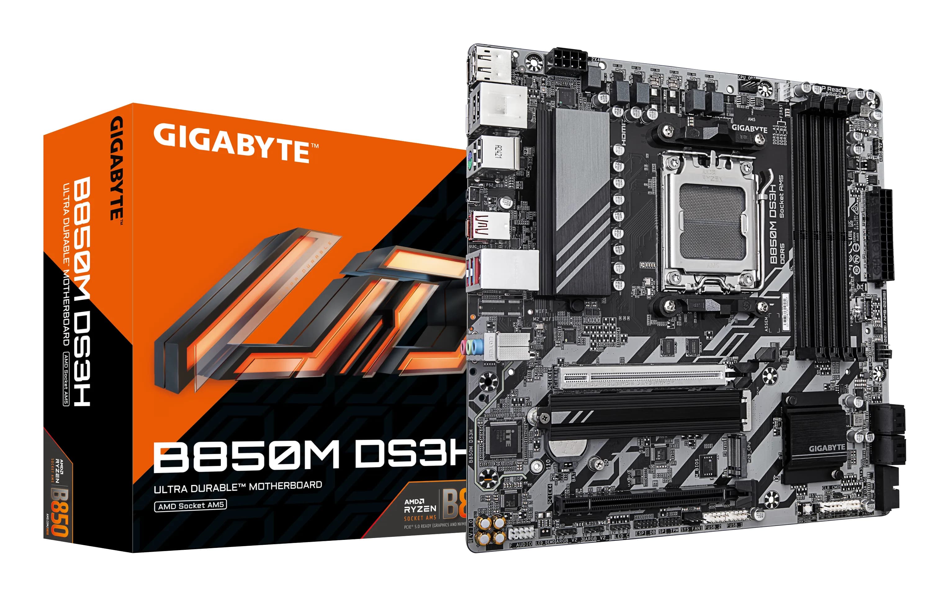 Carte mère GIGABYTE B850M DS3H – AM5, DDR5, micro-ATX, PCIe 5.0