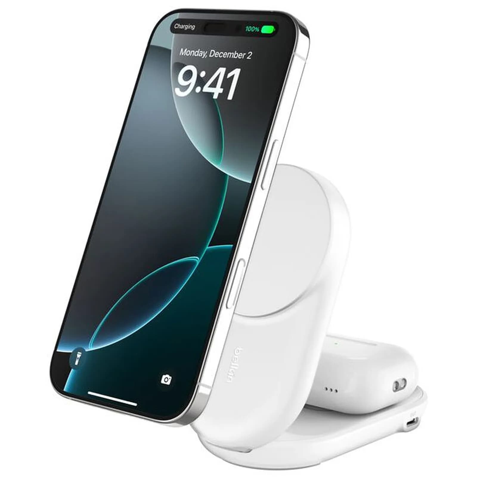 Belkin Chargeur 2 en 1, 25W pour Iphone, Airpods QI2.2 (Blanc)