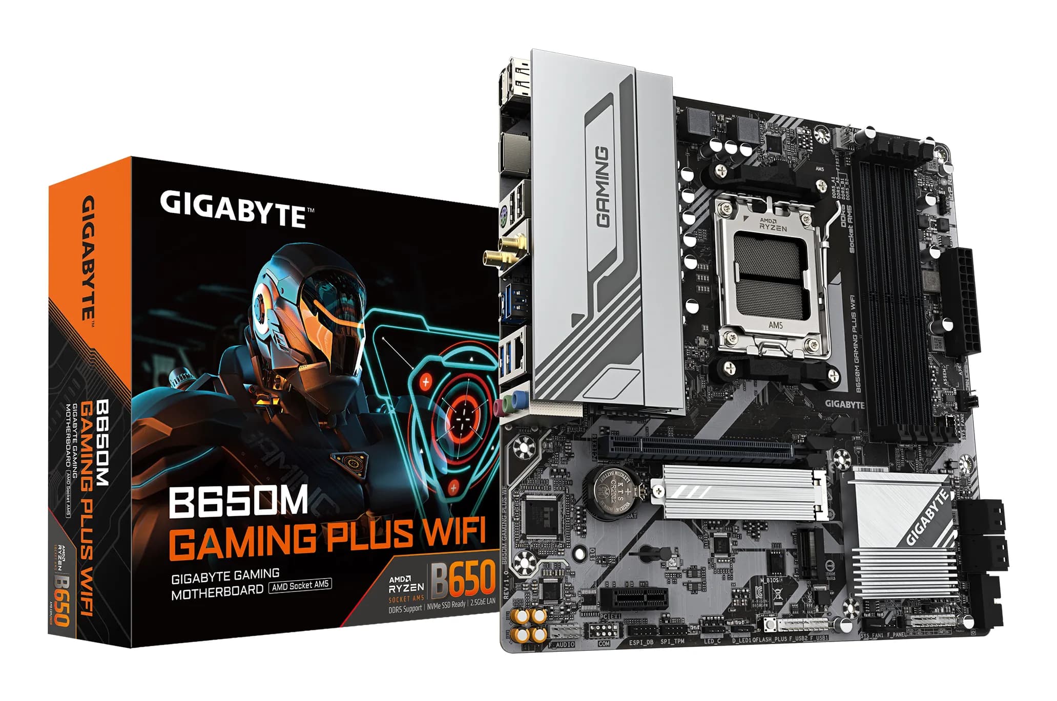 Carte mère GIGABYTE B650M GAMING PLUS WIFI – AM5, DDR5, Wi-Fi 6E