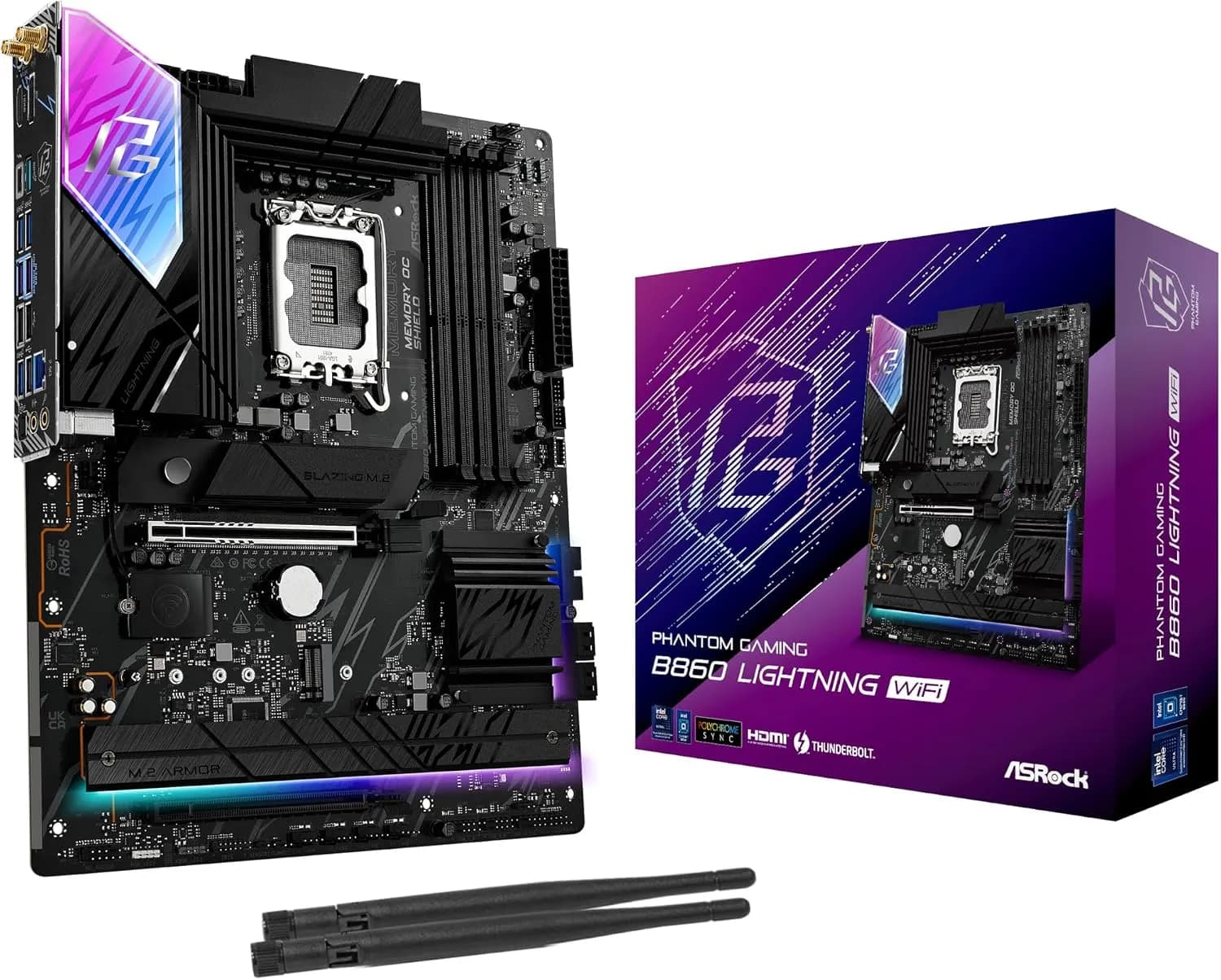 Carte mère ASRock B860 Lightning WiFi – Intel LGA1851, DDR5, Wi-Fi 6E, ATX
