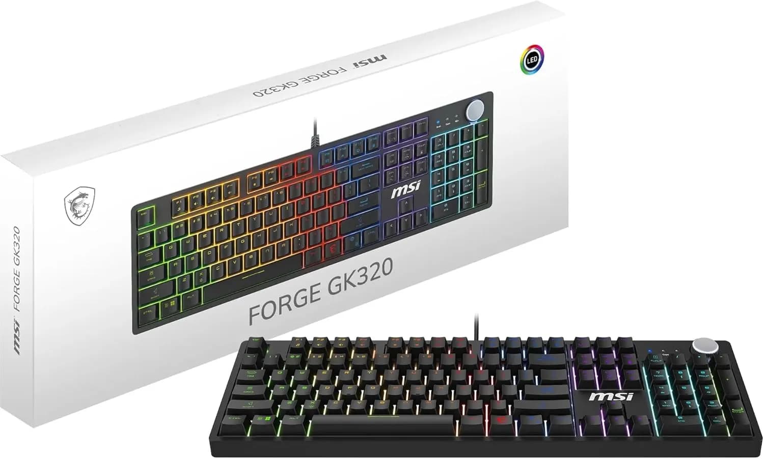 Clavier gamer mécanique MSI Forge GK320 RGB – Red Switch, AZERTY, noir
