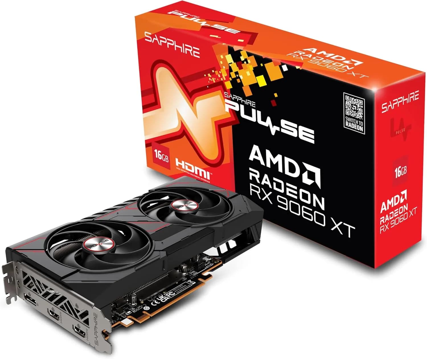 Sapphire Technology Carte Graphique Pulse AMD Radeon RX 9060 XT Gaming OC 16GB Double HDMI-DP
